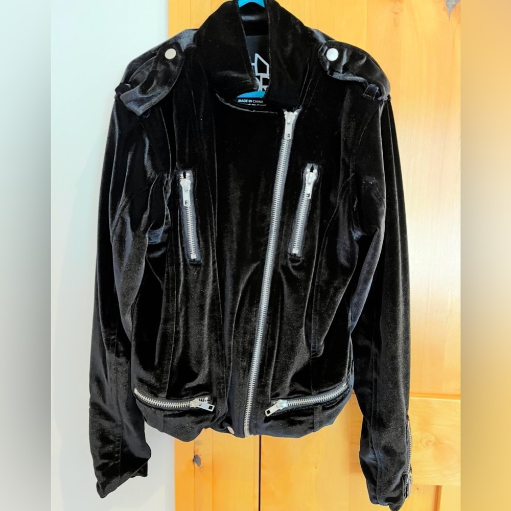Chaser black velvet moto jacket